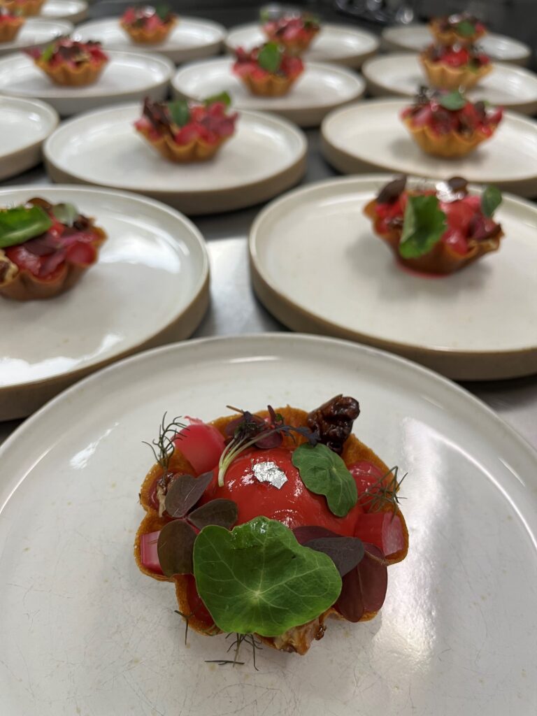 Several plates of tasting night starters at Manor House Lindley